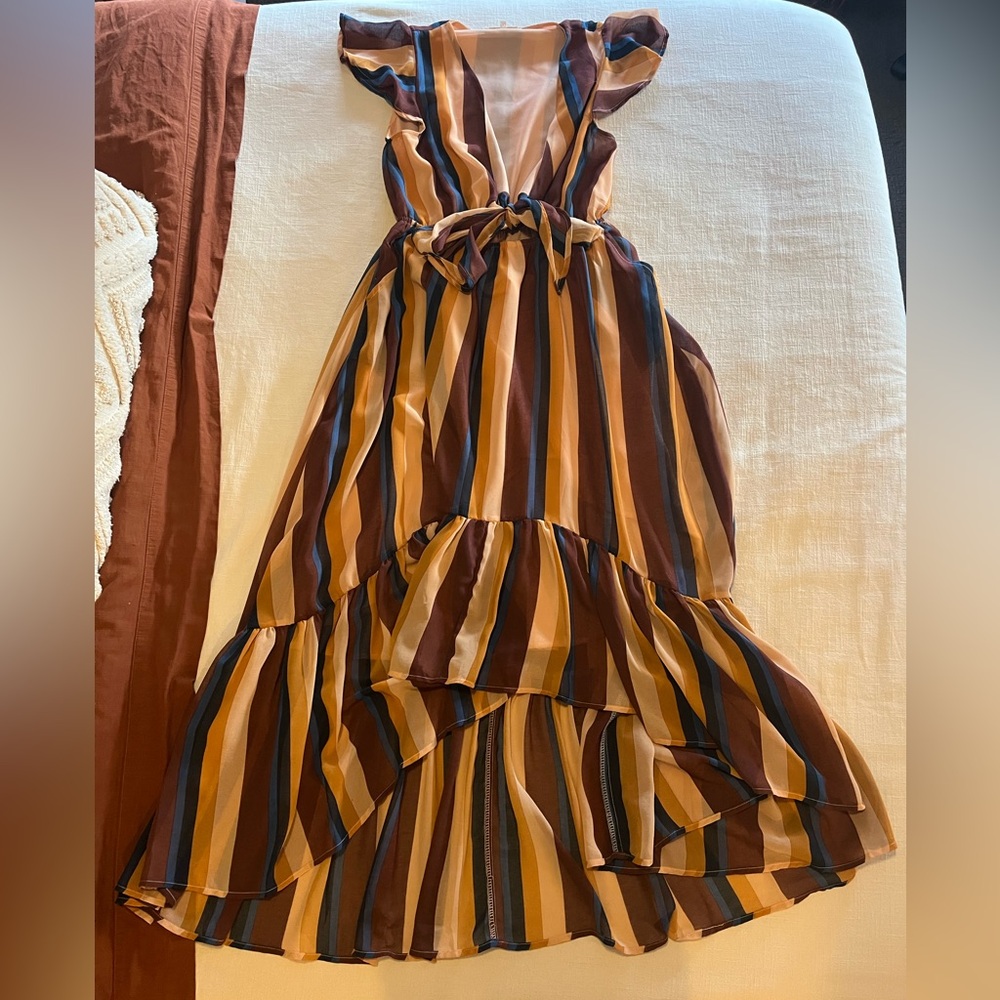 Striped high low dress in size medium.